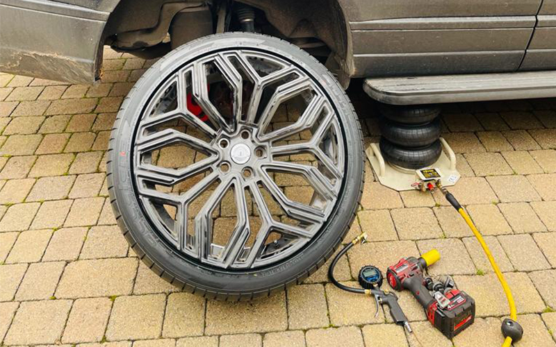 Various premium tyres on display